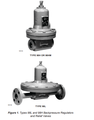 Types 98L and 98H Backpressure Regulators and Relief Valves